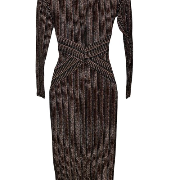 Rachel Roy Copper Quinn Metallic Knit Midi Dress Small - Picture 3 of 5
